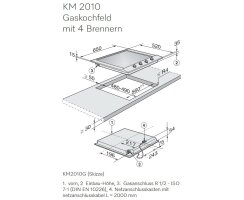 Miele Gaskochmulde KM 2010 autark - 65 x 52  cm