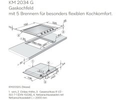 Miele Gaskochmulde KM 2034 autark - 75 x 52 cm