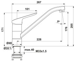 Ideal Standard Fenster-Einhebelmischer Ceraflex 5, Hochdruck, chrom 5024166
