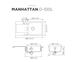 Schock Einbausp&uuml;le Manhattan D-100L A Asphalt - Auflagesp&uuml;le