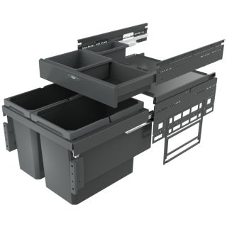 Naber Abfallsammler Cox® Base 360 S/500-2 mit Base-Board, anthrazit, H 460mm, 8013370