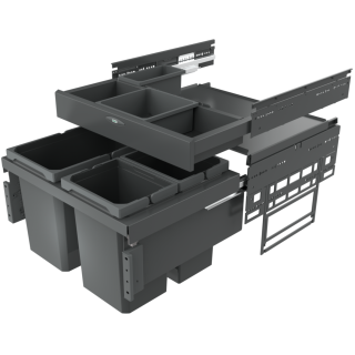 Naber Abfallsammler Cox® Base 360 S/600-3 mit Base-Board, anthrazit, ohne Biodeckel, H 460mm 8013374