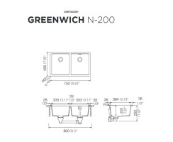 Schock Auflage-Einbausp&uuml;le Greenwich N-200 A Magma inklusive Holzschneidbrett