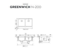 Schock Auflage-Einbauspüle Greenwich N-200 A Bronze...