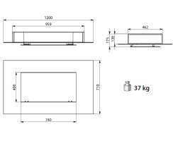falmec Umluft-Deckenlüfter Aura, 120 cm, Glas weiß gerade, Umluft 101560