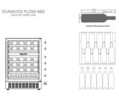 DUNAVOX Unterbau Weinkühler Flow-46D DAUF-46.145DB, 82cm, 145L, 46 Flaschen, schwarz