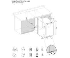 DUNAVOX Unterbau Weink&uuml;hler Flow-46D DAUF-46.145DSS, 82cm, 145L, 46 Flaschen, EdelstahL