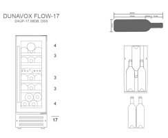DUNAVOX Unterbau Weink&uuml;hler Flow-17 DAUF-17.58DSS, H&ouml;he 813mm, 17 Flaschen, Edelstahl