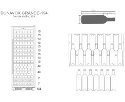 DUNAVOX Stand Weink&uuml;hler Grande-194 - H&ouml;he 183,5cm - 194 Flaschen - Edelstahl - DX-194.490SSK