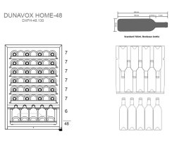 DUNAVOX Stand Weinkühler Home, 82cm, 130L, 48 Flaschen, schwarz, DXFH-48.130