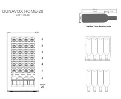 DUNAVOX Stand Weink&uuml;hler Home, 83cm, 88L, 28 Flaschen, schwarz, DXFH-28.88