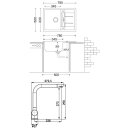 Naber Set Einbauspüle Corto 780 granit nero mit Armatur Drive 1S edelstahlfarbig/schwarz Schrankbreite 50 cm 1041005