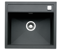Naber Set Einbauspüle Angola 56 granit nero mit Armatur Drive 1S edelstahlfarbig/schwarz Schrankbreite 60 cm