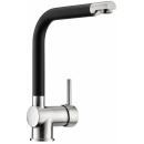 Naber Set Einbauspüle Angola 56 granit nero mit Armatur Drive 1S edelstahlfarbig/schwarz Schrankbreite 60 cm