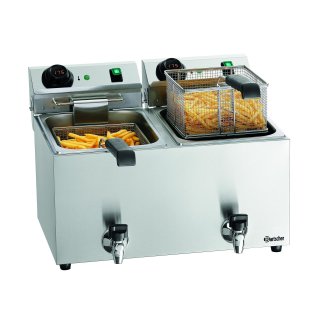 Bartscher Doppel Fritteuse MDI SNACK IV Plus mit Fettablasshahn, 9 Liter A162829