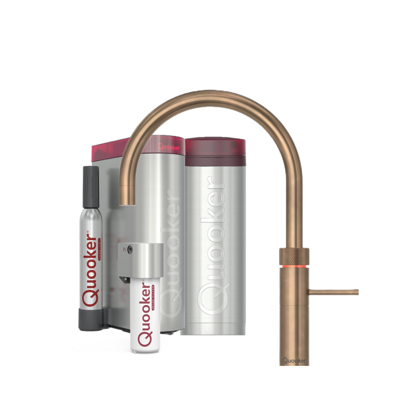 Quooker Fusion Round Mit PRO3 Reservoir CUBE Messing Patina inkl 