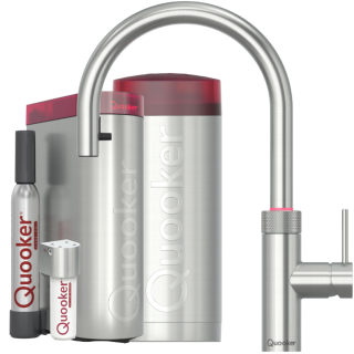 Quooker Flex Round COMBI CUBE Voll-Edelstahl *7 Jahre Garantie & CUBE Filter Starter Paket* FXRSST COMBI CUBE2