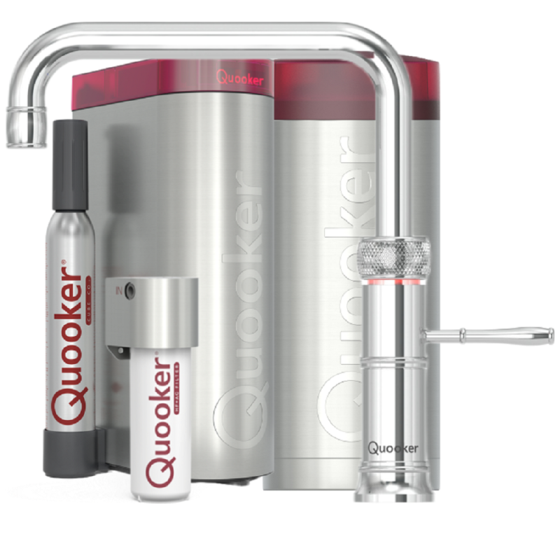 Quooker Classic Fusion Square Set Mit COMBI Reservoir & CUBE Verchrom