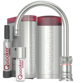 Quooker Classic Nordic Round single tap COMBI CUBE Voll-Edelstahl *7 Jahre Garantie & CUBE Filter Starter Paket* CHSRSST COMBI CUBE2