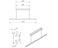 BORA Horizon Pendelleuchte move - ros&eacute;gold 126 cm, Gestensteuerung LHMRG