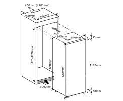 Oranier Integrierbarer K&uuml;hlschrank mit Gefrierfach 123 cm, Schleppt&uuml;rtechnik EKS223