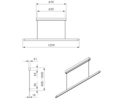 BORA Horizon Pendelleuchte fix - ros&eacute;gold 126 cm, Gestensteuerung LHFRG