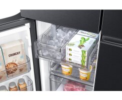 Samsung French Door 4-Türig, 178 cm, 649 l, EEK: E, Festwasseranschluss, Wifi & AI Energy Mode, Beverage Center, Auto Ice Maker, No Frost+, Premium Black Steel, RF59C701EB1/EG