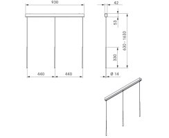 BORA Stars Pendelleuchte 3-fach linear - schwarz LSLSW