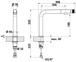 Naber Einhebelmischer Linea Turno Solo chrom, Hochdruck...