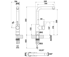 Naber Einhebelmischer Linea Arco 5 Fensterarmatur chrom,...