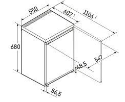 Liebherr Tischkühlschrank, Re 1000 Pure, 55 x 68 cm, 92 l, EEK: E
