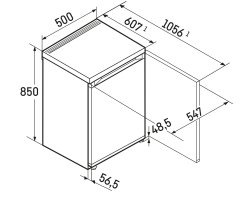 Liebherr Tischkühlschrank mit Gefrierfach, Rd 1201 Pure, 50 x 85 cm, 98 l, EEK: D