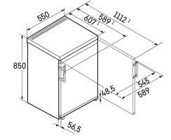 Liebherr Tischkühlschrank mit Gefrierfach und Hebelgriff, Rc 1401 Pure, 55 x 85 cm, 111 l, EEK: C