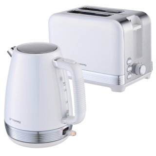 Grossag Fr&uuml;hst&uuml;ck-Set Edelstahl-Toaster, TA 28.00 (1398) &amp; Wasserkocher 1,7 l, WK 28.00 (1395) Wei&szlig;