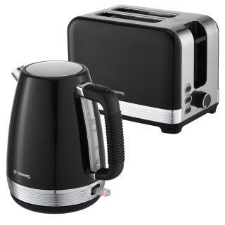 Grossag Frühstück-Set Edelstahl-Toaster, TA 28.07 (1400) & Wasserkocher 1,7 l, WK 28.07 (1397) Schwarz