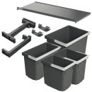 Häfele Abfalltrennsystem, Vierfach-Abfallsammler 80 Basic S4, 1 x 11, 1 x 16 und 2 x 7 Liter, 501.91.460