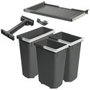 Häfele Abfalltrennsystem, Dreifach-Abfallsammler 50 Basic L3, 1 x 14 und 2 x 12 Liter, 501.91.422