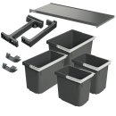 Häfele Abfalltrennsystem, Vierfach-Abfallsammler 90 Basic S4, 1 x 11, 1 x 16 und 2 x 7 Liter, 501.91.470