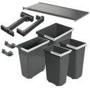 Häfele Abfalltrennsystem, Vierfach-Abfallsammler 90 Basic L4, 1 x 18, 1 x 26 und 2 x 12 Liter, 501.91.472