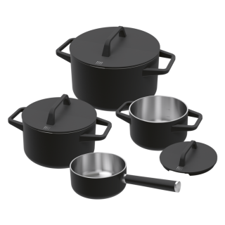 BORA Topfset 7-teilig (T&ouml;pfe mit 16, 20 und 24 cm, Stielkasserolle 16 cm) KWPAP1