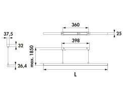 Naber Asta LED L 900 mm, 13,9 W edelstahlfarbig, 7065050