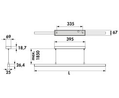 Naber Asta Farbwechsel LED L 900 mm, 13,9 W edelstahlfarbig, 7065055