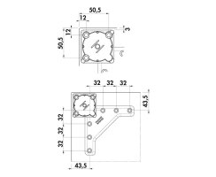 Naber Stützfuß Quadra Höhe 1100 mm schwarz matt geperlt, 3011098