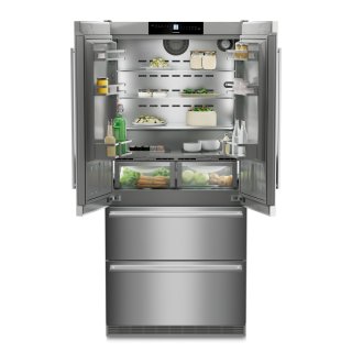 Liebherr Stand-Kühl-Gefrierkombination, CBNste 8872 NoFrost, BioFresh, IceMaker mit Festwasseranschluss Edelstahl, French Door, 91 x 202,7 cm, 522 l, EEK: E,