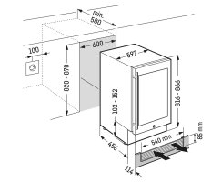 Liebherr Unterbau-Weinschrank, UWpri 3662 Vinidor, 60 x 82-88 cm, 32 Flaschen, EEK: F