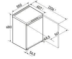 Liebherr Tischgefrierschrank, Fe 1003 Pure, mit SmartFrost, 55 x 68 cm, 75 l, EEK: E
