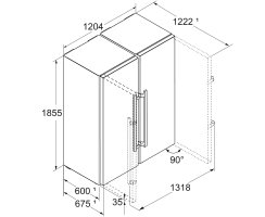 Liebherr Stand-Side-by-Side, XRFbs 5295 Peak NoFrost, BioFresh, IceMaker und Wasserspender mit Festwasseranschluss,120,4 x 185,5 cm, 663 l, EEK: D/C