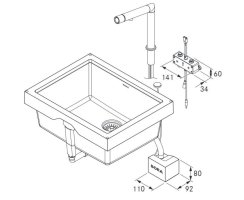 BORA Sink Selbstreinigende Quarzkomposit-Unterbau-Sp&uuml;le mit Armatur SINKS1