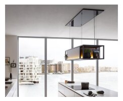 berbel Deckenlifthaube Skyline Frame BIH 160 SKF permalyt 1050584 aus schwarzem Glas mit Regal inkl. 7-Jahre Garantie