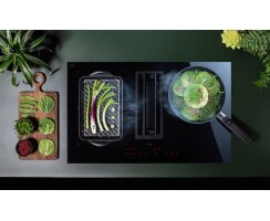 falmec Muldenlüfter Quantum Pro, 84 cm, Induktionskochfeld mit Absaugung, Abluft/Umluft, 102770